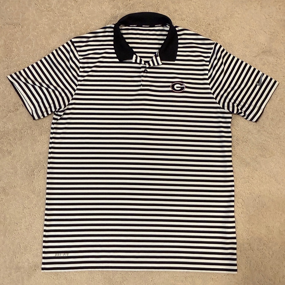 Men's Nike Golf UGA Striped Polo 
LARGE - Black and White Georgia Bulldogs